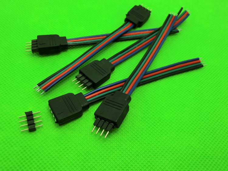 Купить 10 см rgb 4pin разъем для rgb лента, мужской тип 4 контактный ...