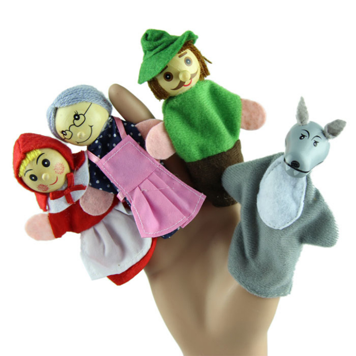 Delicada 4PCS/muito pouco Red Riding Hood Natal Animal dedo fantoche histó