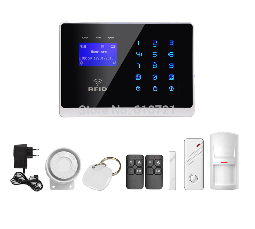 New Wireless GSM Android APP Control RFID Mobile Calling Home Burglary Security Alarm System with PIR