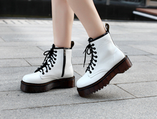 Wholesale new arrival womens ankle boots for female flat martin boots lace up womens casual shoes