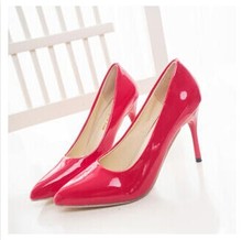 New wave of women’s fashion trade single toe head shallow mouth thin patent leather female shoes with high heels nightclub