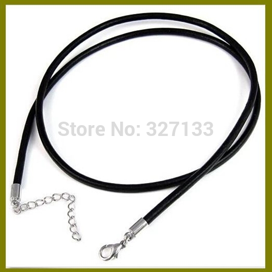 Free Shipping 20pcs 4mm Mens Ladies Black Genuine Leather Cord Lobster Clasp Necklace Choker Chain Rope