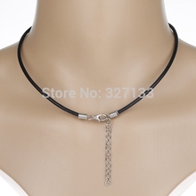  10pcs 2mm Mens Ladies Black Genuine Leather Cord Lobster Clasp Pendant Necklace Choker Chain Rope
