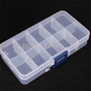 2014 New Adjustable Plastic 10 Compartment Storage Box Earring Jewelry Bin Case Container