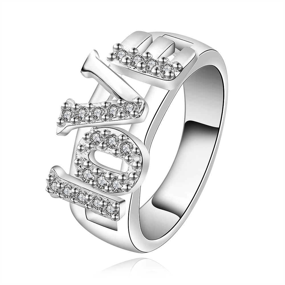 2014 Letters Design Fashion Silver Plated Jewelry High Quality Girls Accessories Cute Love Ring