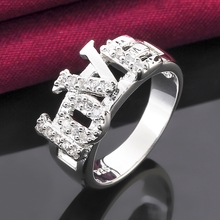 2014 Letters Design Fashion Silver Plated Jewelry High Quality Girls Accessories Cute Love Ring