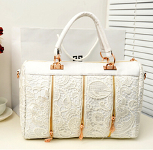 Hot new promotional boutique handbags fashion handbags young noble black lace shoulder bag zipper bag woman