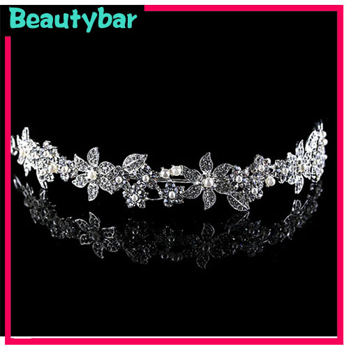 Pretty Czech Rhinestone Crystal Imitate Pearl Little Daisy Floral Wedding Crown Tiara Party Bridal Hair Jewelry