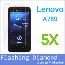 5pcs/lot Best Smartphone LCD Diamond Screen Protector Film With Cleaning Cloth For Lenovo A789.Freeshipping