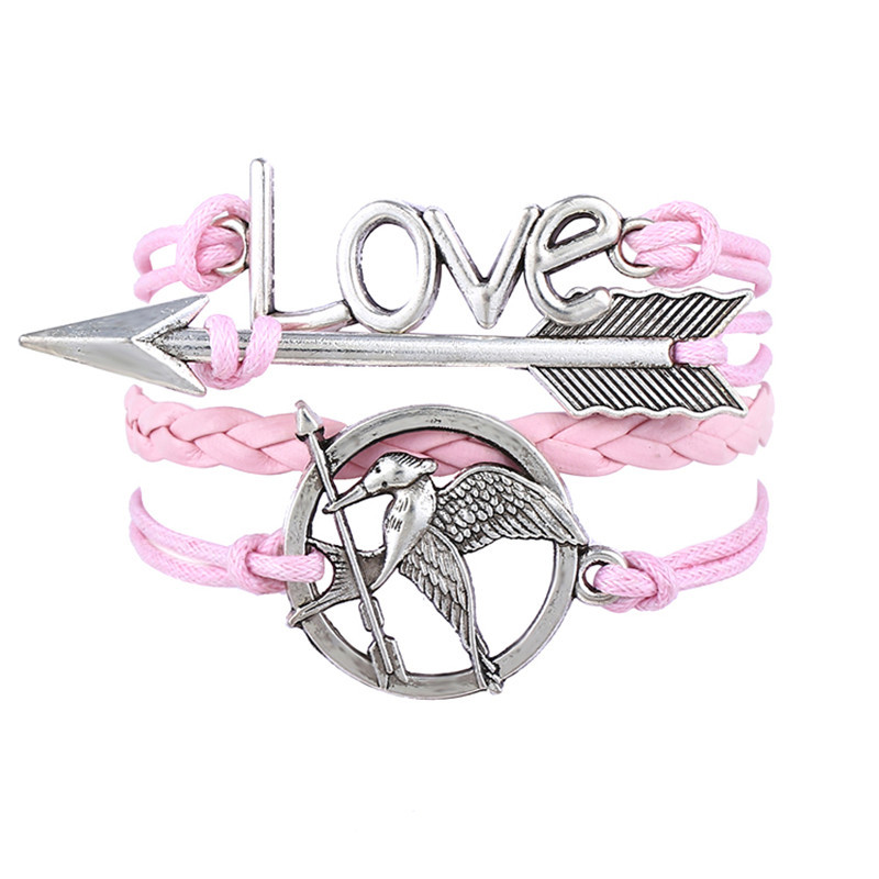 2014 European and American retro fashion arrow of Cupid love woven leather bracelet wholesale