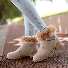 Big size33 43 Women s Ankle Boots Thick Warm Fur Lining flat Winter Boots For Women