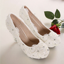 2014 New Sweet Lace White Wedding Shoes Red Bottom High Heels Platforms Peep Toe Women Pumps