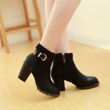 2015 new autumn and spring women boots Artificial high heel Platform ankle boots plus big size