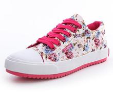 2014 New Floral Canvas Shoes Candy Colors Laceshoes Fashion Casual Girls Shoes Low Sports Shoes Women