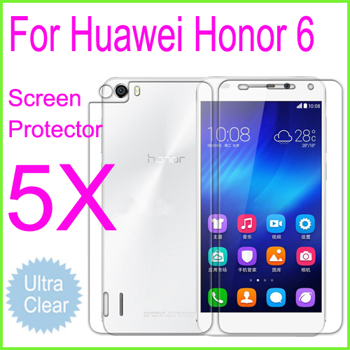 5x Ultra Clear Front Glossy Premium Screen Protector for Huawei Honor 6 Octa Core Screen Protective