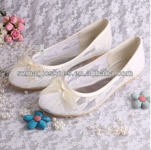 Magic Bride Free Shipping Lace Flats White Round Toe Party Wedding Bridal Dress Shoes for Bride