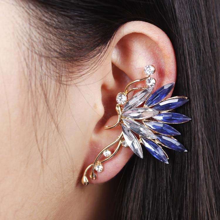 2018 New Design Women S Gold Plated Earring Clip One Piece Fashion 5colors Available Women S Gold Plated Earring Clip One Piece Red Blue Purple Champage White Color Cuff