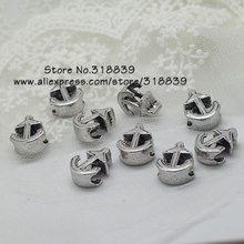 (20 pieces/lot) 6*13*15mm Antique Silver Metal Alloy Anchor Beads 4.5*6mm Big Hole Beads Findings Fit Fit Pandora Bracelets 7629