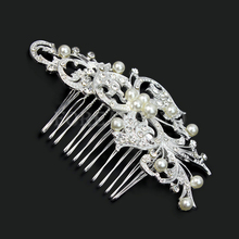 Women Wedding Bridal Flower Crystal Rhinestone Faux Pearls Bead Hair Comb New