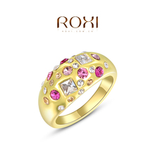 Wholesale Roxi Fashion Accessories Jewelry 18K Gold Plated Austria Crystal Red Series with Clear CZ Diamond Rings for Women