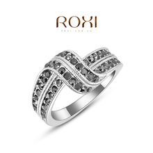 Wholesale Roxi Fashion Accessories Jewelry Gold Plated Austria Crystal Double Line Black CZ Diamond Love Gift for Women