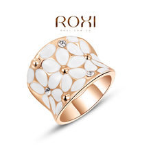 Wholesale Roxi Fashion Accessories Jewelry Gold Plated Austria Crystal CZ Diamond White Flower Love Gift for
