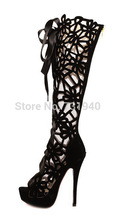 European and American classic big nightclub cool boots high-heeled boots hollow