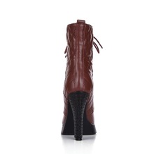 Wholesale womens mid calf boots genuine leather fashion boots for ladies womens Autumn Spring solid short