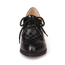 Microfiber PU leather black white Women wedding Pumps New 2014 Autumn ladies lace up work round