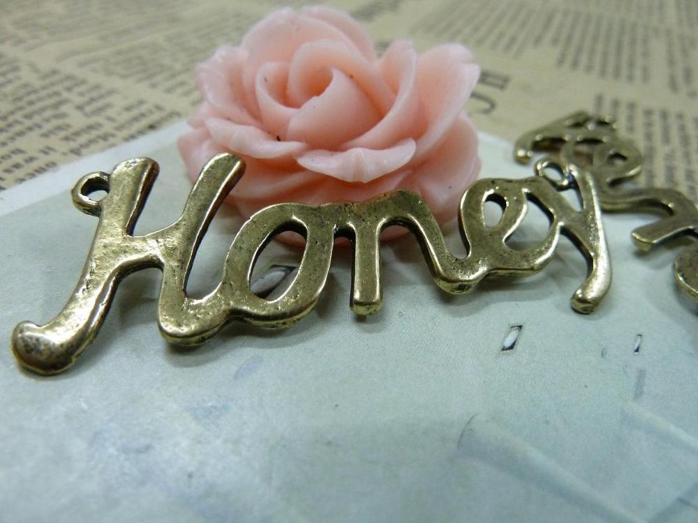 5Pcs Antique Bronze honey Letter Charm DIY Jewelry Making