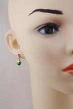 18K Yellow Gold Plated Green Emerald Round Cupid Cut Cubic Zirconia CZ Drop Dangle Earring Fashion