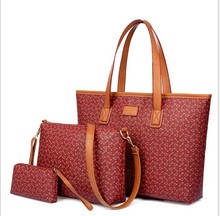 Female fashion handbag leather shoulder bag composite package PVC three suits of women messenger bag female