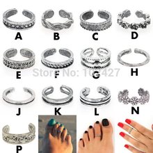 Women Lady Elegant Adjustable Antique Silver Metal Toe Ring Foot Beach Jewelry 13 Style U Pick