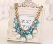 Charm crystal jewelry big pearl necklace 2014 trendy necklaces pendants link chain collar bisuteria bijouterias collares