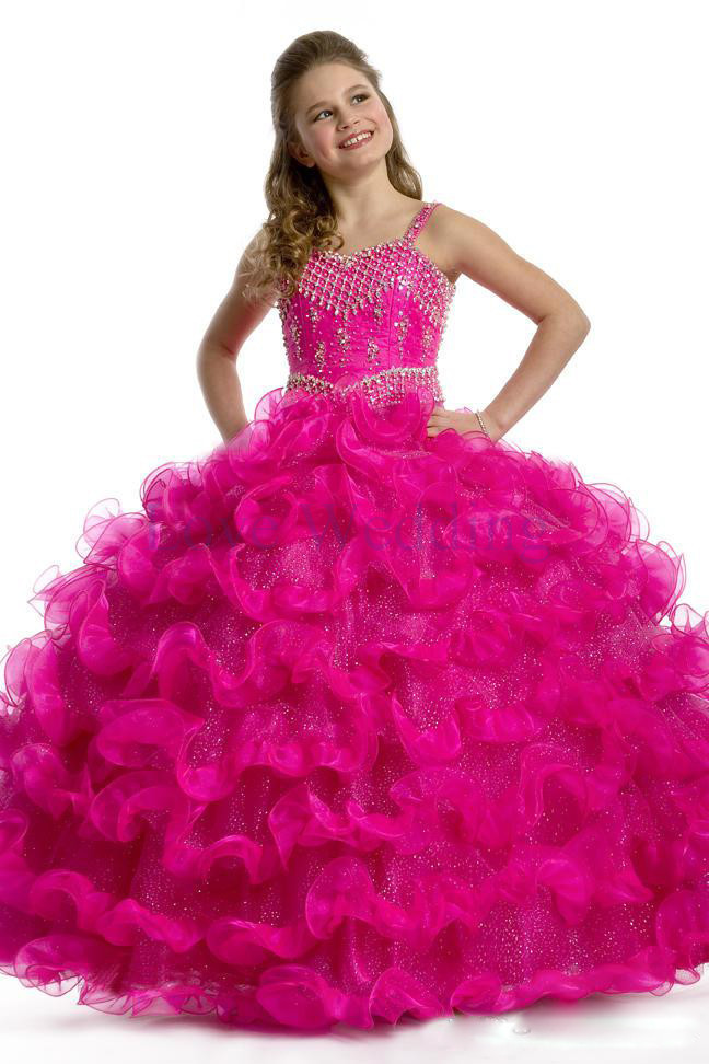 Rose-Red-Cute-Kids-Prom-Dresses-Ball-Gown-Ruffle-Girls-Pageant-Dresses ...