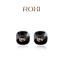 Wholesale ROXI Fashion Jewellery Gold Plated Austrian Crystal Big Black CZ Diamond  Love Gift Stud Earrings for Girl