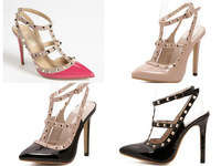 Free shipping shoes woman party fashion rivets girls sexy pointed toe high heels shoes buckle platform pumps wedding shoes