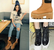Free shipping 2014 Sty nda spring and autumn platform boots lacing straps punk high-heeled martin boots thick heel boots