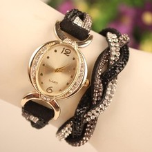Free Shipping Women Watches 2015 New Fashion Famous Brand Leather Strap Dress Wristwatches Rhinestone Quartz Casual