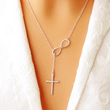 1PCS Women Girl Fashion Jewelry Infinity Cross Pendant Necklace Wedding Event Necklaces Free Shipping