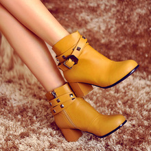 Free Shipping 2014 New Women Pumps,European PU leather boots ladies high heel fashion Motorcycle boots pumps