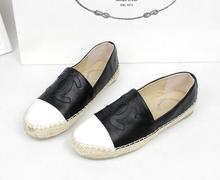 Free shipping women genuine Leather flats canvas shoes nets espadrilles fashion striped denim Hemp shoes comfortable