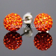 Free Shipping 19 Color 10MM Shamballa Brand Earrings Micro Disco Ball Shamballa Crystal Stud Earring For