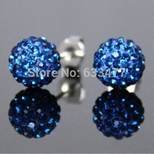 Free Shipping 19 Color 10MM Shamballa Brand Earrings Micro Disco Ball Shamballa Crystal Stud Earring For