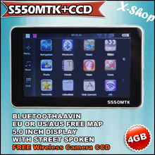 X-SHOP S550MTK+CCD Gps navigator 5 inch Bluetooth+128MB RAM+4GB MAP+Wireless camera,MTK,Vehicle GPS,ROM 4G,Touch Screen, Mp3/Mp4