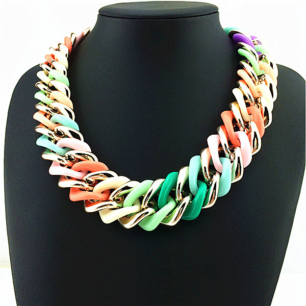 High Quality Colorful Resin Shourouk Statement Necklace Bib Chunky Choker Collar Necklaces Pendants For Women Fashion