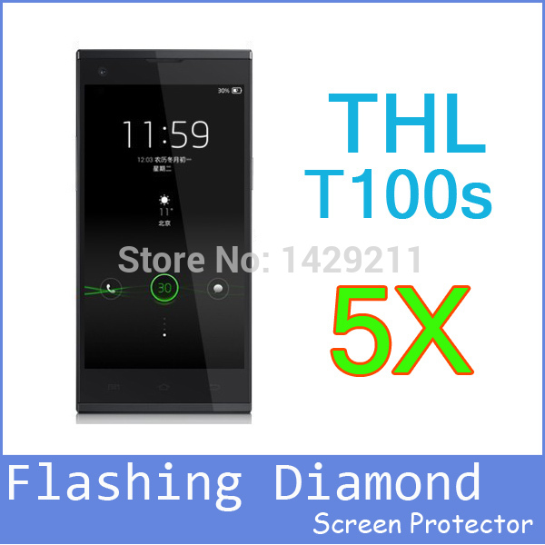 5pcs Diamond Flashing Film origin android phone THL T100S T100 MTK6592 Octa Core thl t100s Screen