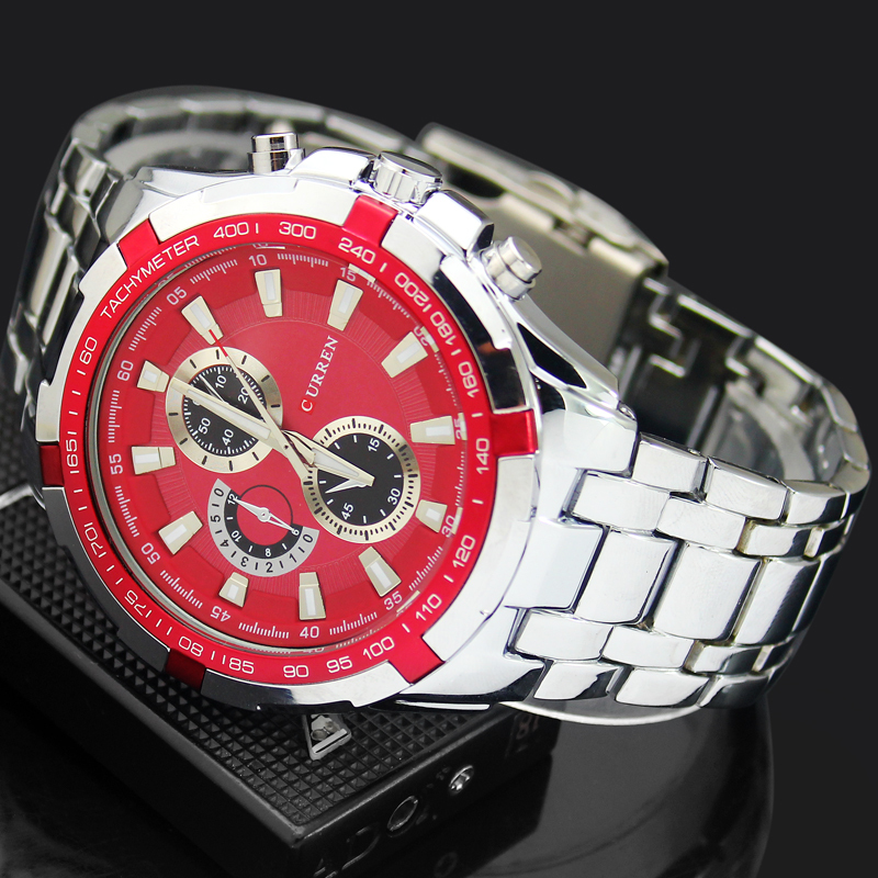 Free Shipping! New Red Face Men's Gift Curren Stainless Steel Watch ...