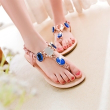 Free shipping 2014 Flat Sandals Fashion Trend Sandals Bohemia National Flat Heel Beaded Female shoes