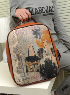 Mochila Escolar Rushed Mochila Infantil New 2014 3 Designs Manual Painting Women Backpack Fashion Travel Bag